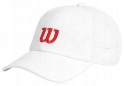 Czapka tenisowa Wilson Active Perforated Cap. Białe czapki z daszkiem Wilson, bez wzorów, z materiału. Za 145.00 zł.
