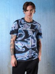 4F T-shirt regular z nadrukiem męski - granatowa M. Niebieskie t-shirty 4F, m, bez wzorów, z bawełny, bez kołnierzyka, bez ramiączek. Za 99.99 zł.