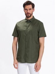 INDICODE Koszula Glow 20-316 Zielony Regular Fit. Zielone koszule INDICODE, m, bez wzorów, ze lnu, bez kołnierzyka, bez ramiączek. Za 79.99 zł.