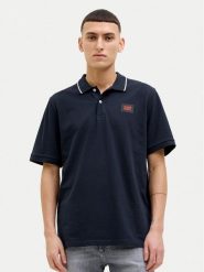 Jack&Jones Polo Hudson 12269238 Granatowy Regular Fit. Niebieskie koszulki polo Jack&Jones, m, bez wzorów, z bawełny, bez kołnierzyka, bez ramiączek. Za 69.99 zł.