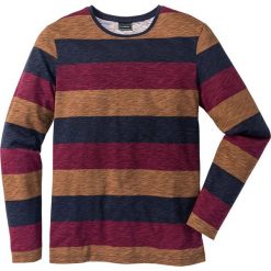 Shirt z długim rękawem Slim Fit bonprix ciemnoniebiesko-czerwono-koniakowy w paski. Bluzki z długim rękawem marki ASICS. Za 37.99 zł.
