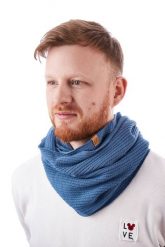 Ciepły komin męski Brødrene k9 102 niebieski jeans. Niebieskie szaliki bez wzorów, z jeansu. Za 74.90 zł.