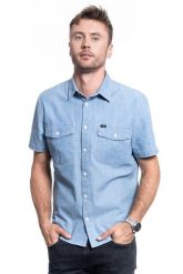 LEE SS CHETOPA SHIRT MĘSKA KOSZULA SUMMER BLUE L66ANSNJ 112116304. Niebieskie koszule Lee, l, bez wzorów, bez kołnierzyka, bez ramiączek. Za 139.99 zł.