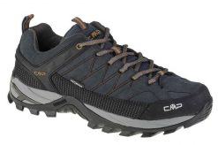 Niskie buty trekkingowe CMP Rigel waterprof. Niebieskie buty turystyczne CMP, bez wzorów, z zamszu, bez zapięcia, trekkingowe. Za 319.99 zł.