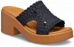 Klapki Dla Dorosłych Crocs Brooklyn Woven Slide Heel. Czarne klapki Crocs, z materiału. Za 263.99 zł.