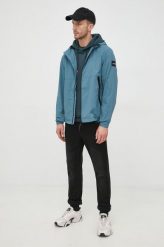 Calvin Klein kurtka męska przejściowa. Niebieskie kurtki CALVIN KLEIN, l, bez wzorów, z włókna, z kapturem. W wyprzedaży za 558.99 zł.