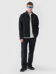 4F Spodnie casual męskie - czarne XL. Czarne spodnie materiałowe 4F, na co dzień, l, bez wzorów, z bawełny, casualowe. W wyprzedaży za 99.99 zł.