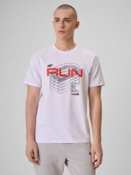 4F T-shirt regular z nadrukiem męski - biały L. Białe t-shirty 4F, l, bez wzorów, z bawełny, bez kołnierzyka, bez ramiączek. Za 79.99 zł.