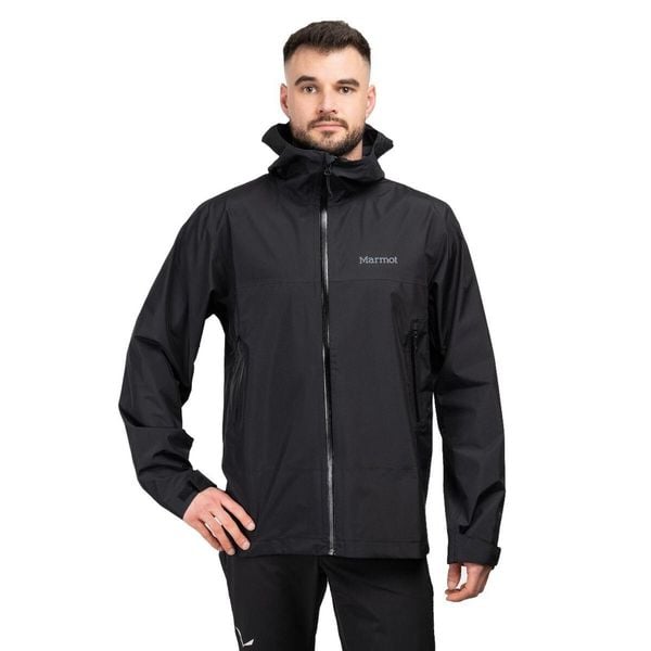 Kurtka trekkingowa męska Minimalist Pertex. Czarne kurtki Marmot, m, bez wzorów, z hardshellu, bez kaptura. W wyprzedaży za 755.95 zł.