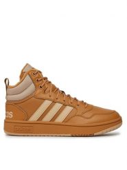 Adidas Sneakersy Hoops 3.0 Mid IF2636 Brązowy. Brązowe buty sportowe casual Adidas, bez wzorów, z materiału, bez zapięcia. Za 219.99 zł.