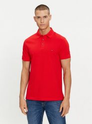 Tommy Hilfiger Polo 1985 MW0MW17771 Czerwony Slim Fit. Czerwone koszulki polo Tommy Hilfiger, m, bez wzorów, z bawełny, bez kołnierzyka, bez ramiączek. Za 179.99 zł.