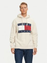 Tommy Jeans Bluza DM0DM20591 Beżowy Relaxed Fit. Brązowe bluzy Tommy Jeans, m, bez wzorów, z bawełny, bez kaptura. Za 309.99 zł.