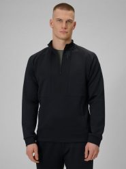 4F Bluza treningowa regular szybkoschnąca męska - czarna XL. Czarne bluzy 4F, l, bez wzorów, z materiału, bez kaptura. Za 199.99 zł.