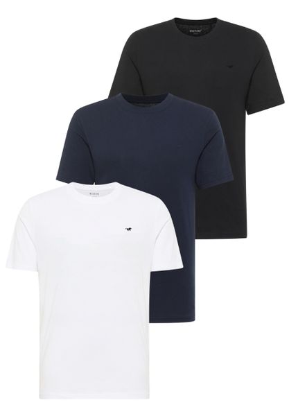 3 Pak T-Shirt Mustang Style Alex Biała Granatowa Czarna Logo Haft. Białe t-shirty Mustang, xl, bez wzorów, bez kołnierzyka, bez ramiączek. Za 149.99 zł.