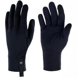 Rękawiczki z wełny merino touchscreen. Niebieskie rękawiczki Buff, bez wzorów, z dzianiny. Za 163.99 zł.