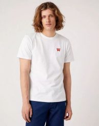 WRANGLER SIGN OFF TEE MĘSKI T-SHIRT KOSZULKA LOGO NADRUK WHITE W70MD3989 112321344. Białe t-shirty Wrangler, m, bez wzorów, bez kołnierzyka, bez ramiączek. Za 69.99 zł.
