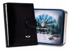 Portfel skórzany Peterson [DH] PTN N62L-VT czarny. Czarne portfele Peterson, bez wzorów, ze skóry. Za 109.99 zł.