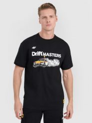4F T-shirt regular z nadrukiem uniseks 4F x Drift Masters - czarny M. Czarne t-shirty 4F, m, bez wzorów, z bawełny, bez kołnierzyka, bez ramiączek. Za 119.99 zł.