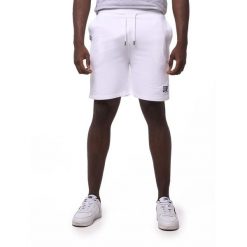 Bluza z bawełna z kieszenie na siłownia na czas wolny. Białe szorty LEONE 1947 APPAREL, bez wzorów, z bawełny, sportowe. W wyprzedaży za 116.20 zł.