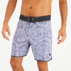 Spodenki surfingowe męskie Olaian 500 18" Tye & Van. Niebieskie odzież kąpielowa OLAIAN, m, bez wzorów, z elastanu, sportowe. Za 79.99 zł.