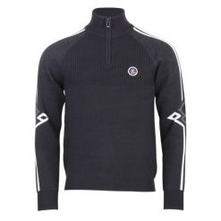 Sweter z kołnierzem 1/2 zip Peak Mountain Ciao. Czarne golfy Peak Mountain, bez wzorów, bez ramiączek. W wyprzedaży za 286.50 zł.
