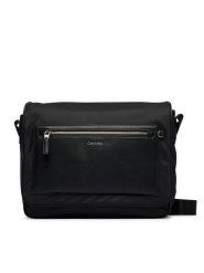 Calvin Klein Torebka Ssnl Raised Logo Flap Messenger LV04D3501G Czarny. Czarne torby na ramię CALVIN KLEIN, bez wzorów, z materiału, na ramię, bez dodatków. Za 569.99 zł.