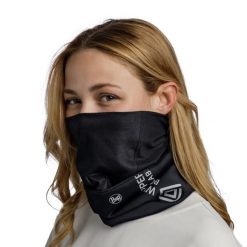 Chusta turystyczna Windproof. Czarne szaliki Buff, bez wzorów, z materiału. Za 136.40 zł.