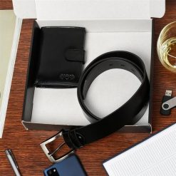 Zestaw męski skórzany premium Beltimore portfel pasek klasyczny U31 : Kolory - czarny, Rozmiar pasków - r.90-105 cm. Czarne paski bez wzorów. Za 114.90 zł.