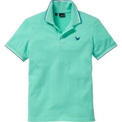 Shirt polo bonprix zielony miętowy. Zielone koszulki polo marki bonprix, z bawełny, z kontrastowym kołnierzykiem. Za 44.99 zł.
