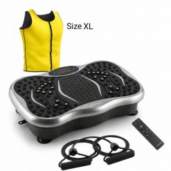 Zestaw platforma wibracyjna, taśmy oporowe i kamizelka sauna InnovaGoods. Czarne kamizelki sportowe innovagoods, m, bez wzorów, z gumy, bez kaptura, do biegania. Za 652.99 zł.