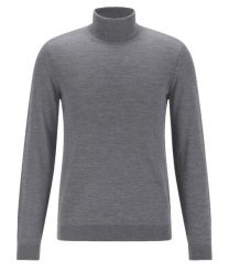 Szary golf męski SW22. Szare golfy Lanieri Fashion - swetry męskie, m, bez wzorów, z materiału, bez ramiączek. W wyprzedaży za 180.00 zł.