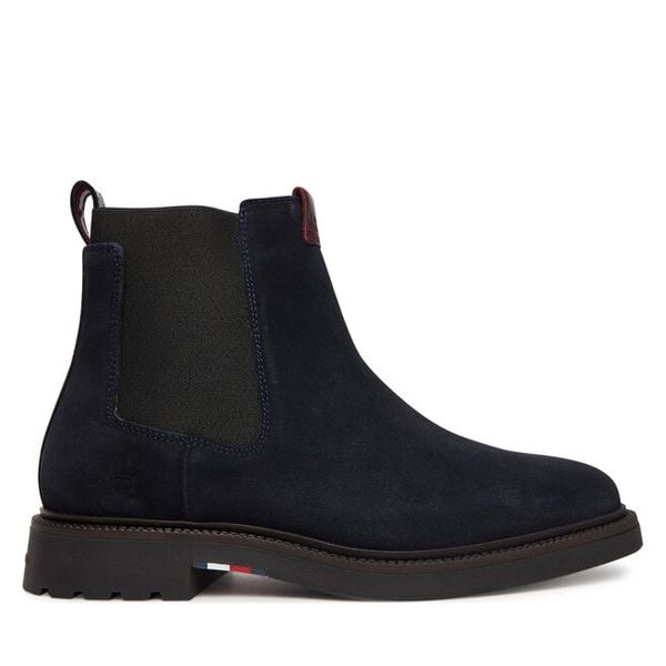 Sztyblety Tommy Hilfiger. Niebieskie botki sznurowane Tommy Hilfiger, bez wzorów, bez obcasa, bez zapięcia. Za 492.99 zł.