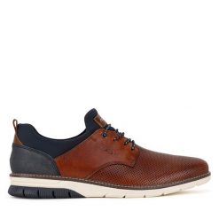 Półbuty Rieker. Brązowe eleganckie półbuty Rieker, bez wzorów, bez obcasa, bez zapięcia. Za 289.99 zł.