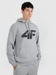 4F Bluza dresowa nierozpinana z kapturem męska - szara XL. Szare bluzy 4F, m, bez wzorów, z bawełny, z kapturem. Za 159.99 zł.