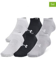 Under Armour Skarpety sportowe (6 par) "Essential" w kolorze białym, czarnym i szarym rozmiar: M. Białe skarpetki sportowe Under Armour, bez wzorów, z materiału. Za 74.81 zł.