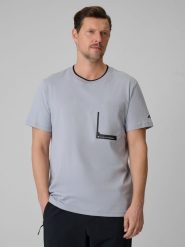 4F T-shirt regular z nadrukiem męski - szary L. Szare t-shirty 4F, l, bez wzorów, z dzianiny, bez kołnierzyka, bez ramiączek. Za 59.99 zł.