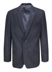 Marynarka, Granatowo-Popielata, Taliowana, 2 Guziki, Tłoczony Wzór, Dwa Rozcięcia -CASINO. Niebieskie garnitury Casino, na co dzień, m, bez wzorów, z poliesteru, eleganckie. Za 249.00 zł.