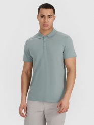 4F Koszulka polo regular męska - khaki XXL. Brązowe koszulki polo 4F, m, bez wzorów, z bawełny, bez kołnierzyka, bez ramiączek. Za 99.99 zł.