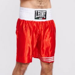 Spodenki bokserskie LEONE 1947 Boxing. Czerwone szorty LEONE 1947, bez wzorów, sportowe. Za 149.99 zł.