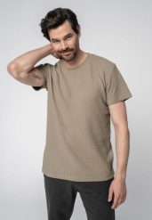 T-shirt w kolorze beżowym TM-SAMUEL. Brązowe t-shirty Volcano, m, bez wzorów, z bawełny, bez kołnierzyka, bez ramiączek. Za 84.99 zł.