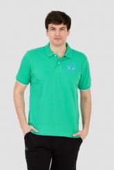LA MARTINA Zielone polo z dużym logo. Zielone koszulki polo La Martina, m, bez wzorów, bez kołnierzyka, bez ramiączek. W wyprzedaży za 429.99 zł.