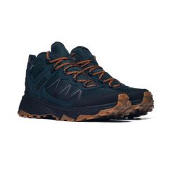 Męskie buty trekkingowe Columbia PF RUSH MID OD 2126591310. Niebieskie buty turystyczne Columbia, bez wzorów, z gumy, przed kolano, bez zapięcia, trekkingowe. Za 617.56 zł.