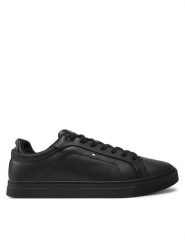 Tommy Hilfiger Sneakersy Icon Court Lth Flag Ess FM0FM05317 Czarny. Czarne buty sportowe casual Tommy Hilfiger, bez wzorów, ze skóry, bez zapięcia. Za 349.99 zł.