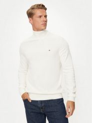 Tommy Hilfiger Golf MW0MW28048 Biały Regular Fit. Białe golfy Tommy Hilfiger, m, bez wzorów, z bawełny, bez kołnierzyka, bez ramiączek. Za 309.99 zł.