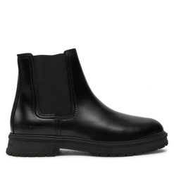 Sztyblety Tommy Hilfiger. Czarne sztyblety Tommy Hilfiger, bez wzorów, bez obcasa, bez zapięcia. Za 849.99 zł.
