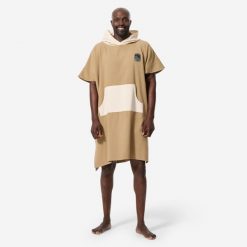 Ponczo plażowe Decathlon 500. Brązowe szlafroki Decathlon, m, bez wzorów, z bawełny, bez ramiączek, bez kaptura. Za 129.99 zł.