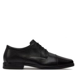 Półbuty Clarks. Czarne eleganckie półbuty Clarks, bez wzorów, bez obcasa, bez zapięcia. Za 309.99 zł.