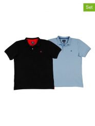 The Time of Bocha Koszulki polo (2 szt.) w kolorze błękitnym i czarnym rozmiar: XL. Czarne koszulki polo The Time of Bocha, xl, bez wzorów, z bawełny, bez kołnierzyka, bez ramiączek. Za 165.99 zł.