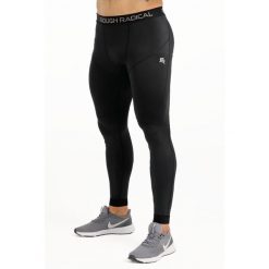 Męskie getry do biegania szybkoschnące Rough Radical Tight Long. Czarne legginsy długie sportowe ROUGH RADICAL, m, bez wzorów, do biegania. Za 139.90 zł.