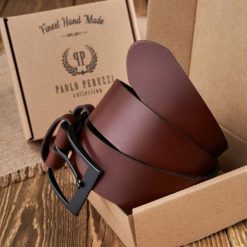 Pasek skórzany 100cm brązowy PAOLO PERUZZI PG-05-BRBL-100. Brązowe paski Paolo Peruzzi, bez wzorów, z jeansu, eleganckie. Za 59.00 zł.